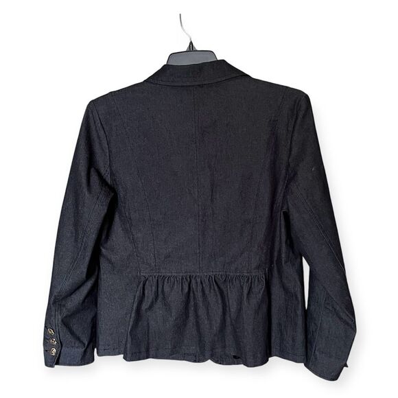 Linea by Louis Dell'Olio Dark Blue Denim Blazer with Button Detail Size Large - Picture 2 of 11